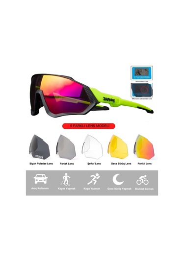 Kapvoe Wind Değişebilir 5 Lens Mtb Polarize Bisiklet Spor Dağ Kay