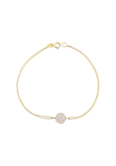 Sefa Gold 14 Ayar Altın Taşlı Daire Bileklik Sarı - Beyaz Altın