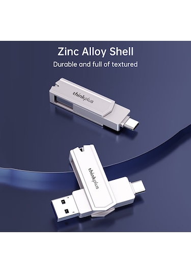 Jeemson 联想 Thinkplus Tpcu301plus Çift Portlu Usb 3.0+type-c Usb Bellek, 64gb, Çinko Alaşımlı Kasa, Telefon-bilgisayar Desteği, Plug And Play
