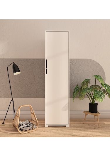 Flora 1 Kapaklı 5 Raflı Gardırop Beyaz Elbise Dolabı