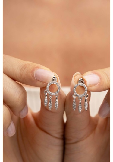 Düş Kapanı Rodyumlu Gümüş Küpe 6945 Gümüş