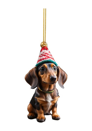 Ranyeek Akrilik Sosis Köpek Dikdörtgen Askı, Noel Ağacı Ve Araba Dekorasyonu, Festivite Ve Ev Dekoru, 1 Adet