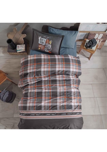 Clasy Ranforce Nevresim Takımı Tek Kişilik Rock N Roll V1 Gri