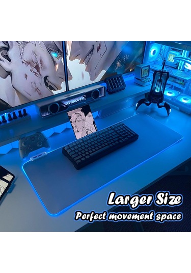 Rgb Düz Beyaz Su Geçirmez Gaming Işıklı Oyuncu Mousepad