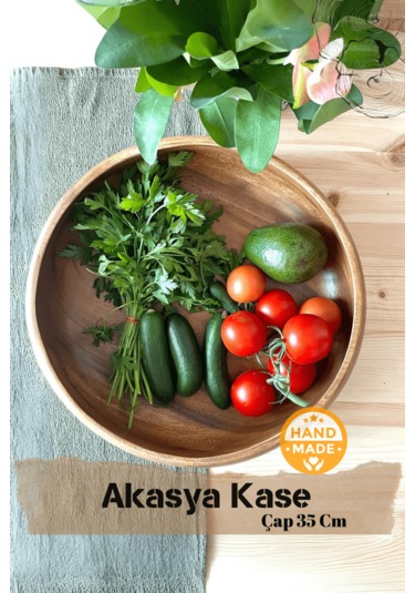 El Yapımı Akasya Ağacı Ahşap Kase 35 Cm X 9 Cm Ahşap