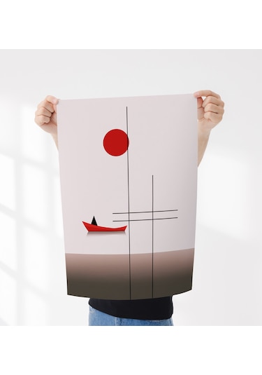 Çerçevesiz Poster - Dijital Baskı - Soyut Kırmızı Kayık