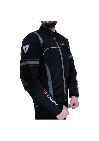 Venom Spin Motosiklet Montu Siyah-gri Motorcu Montu