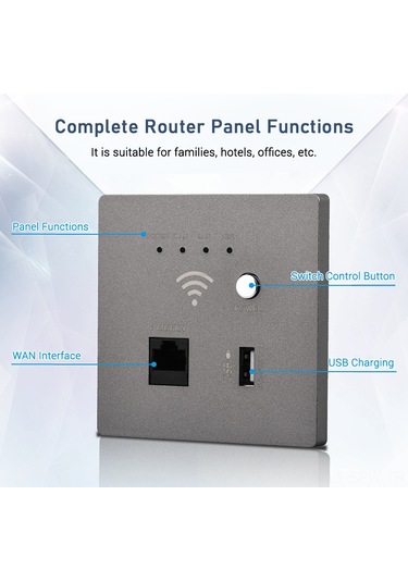 Maiyame Duvar Kurulu 300m Wifi Ap Router - Usb Şarjlı Soket, Gri