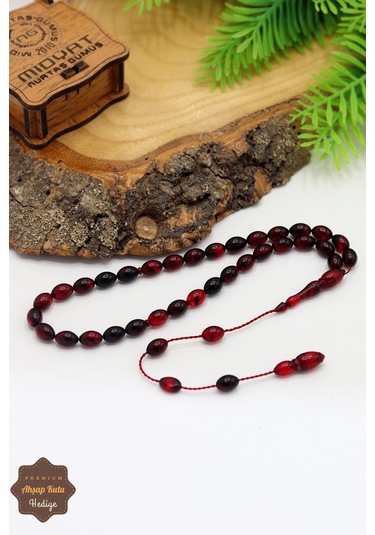 Hareli Kırmızı Siyah Arpa Kesim Özel Sistem Ateş Kehribar Tesbih 201024762