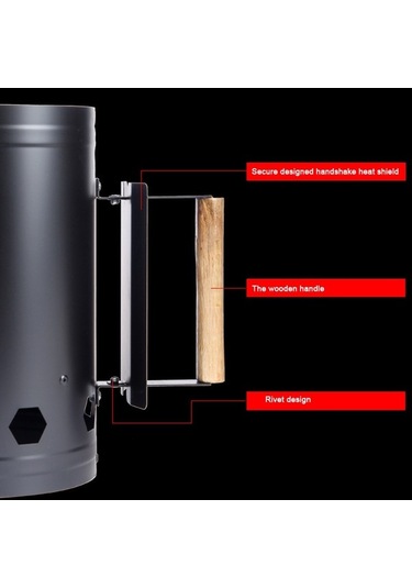 Pazly Barbekü Aletleri Nokta Kömür Ateşleme Namluları Karbon Kova Ateşleyici A Siyah