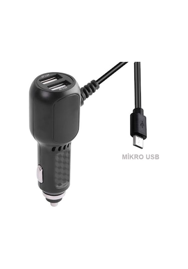 12/24v Mikro Usb Girişli Araç Navigaston Kamera Şarj Adaptörü + Dual Usb