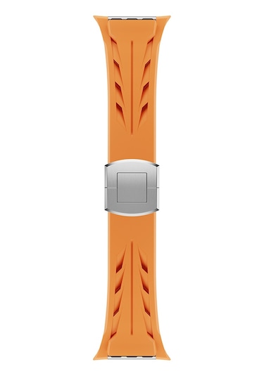 Apple Uyumlu  Watch 42mm Krd-127 Metal Tokalı Silikon Kordon-turuncu
