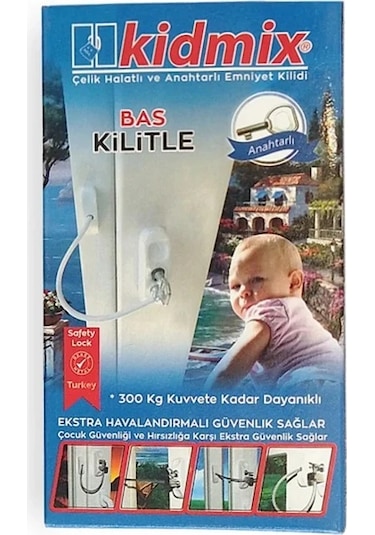 Kidmix Halatlı Emniyet Kilidi Beyaz