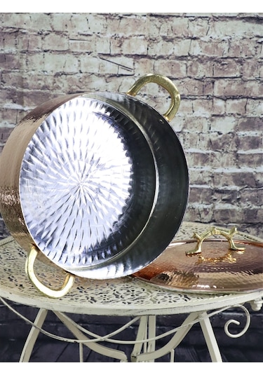 El Dövmesi Derin Bakır Tencere 21 CM