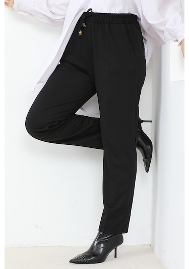Zülal Beli Lastikli Cepli Pantolon 651 - Siyah