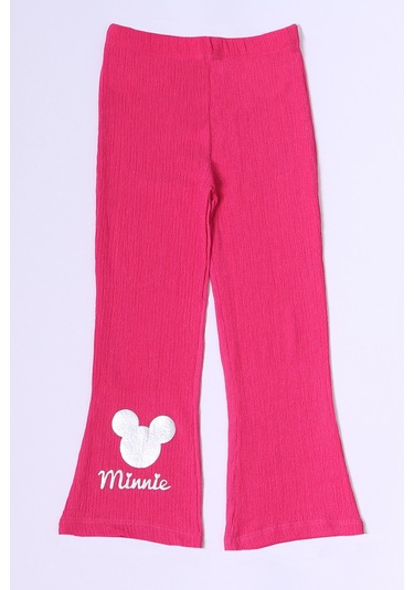 Kız Çocuk Tayt İspanyol Paça Karakter Nakışlı F15 Pembe