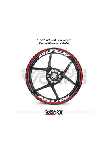 Bajaj Rs200 Jant Sticker Dış Ve İç Set Sticker Jant Şeridi Kırmızı