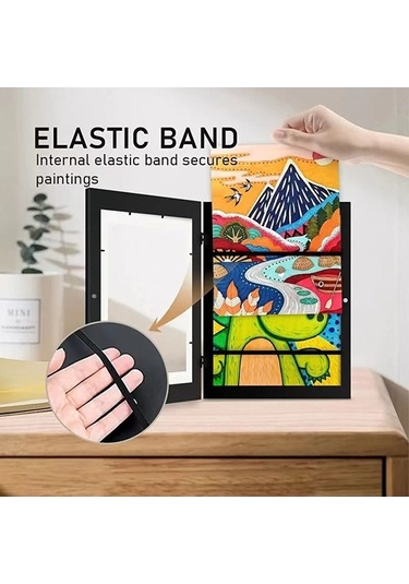 Tongxida Ahşap Çocuk Sanat Çerçeveleri Manyetik Ön Açık Çerçeve Poster Fotoğraf Çizim Resimleri Çizimler Beyaz