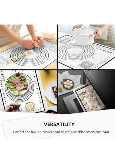 Novahub Kırmızı Fiberglas Silikon Pişirme Mat, 80x60cm, Yoğurma Pedi, Yapışmaz, Haddeleme Hamur Mat, Mutfak Pasta Sayfası