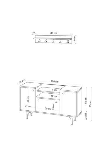 Decormet Grady Ayakkabılık Safir Meşe - Dec-20032 Çok Renkli
