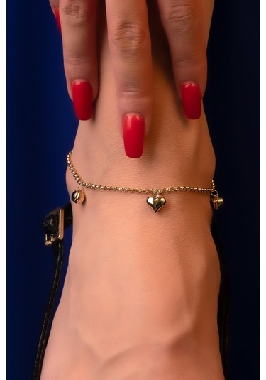 14 Ayar Altın Kalp Ve Göz Sallantılı Halhal Hal0013 Sarı