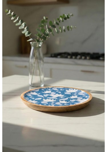 Mango Agacı Pasta Tabağı & Sunum Tabağı 20 Cm Desenli Kahverengi