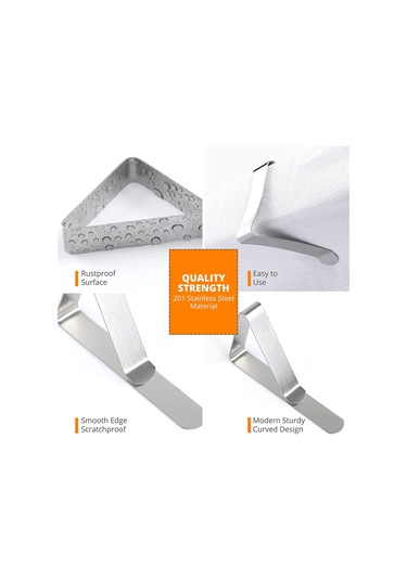 Jeehugo 12 Adet Paslanmaz Çelik Masa Örtüsü Klipsi - Dış Mekan Piknik Masa Örtüsü Sabitleyici, Dayanıklı Ve Paslanmaz, Kolay Kullanıma Uygun Gümüş