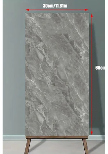 10 Adet 60x30 Kendinden Yapışkanlı Gri Pvc Panel Gri