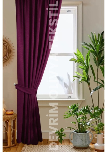 Shy Tekstil Lüks 1. Sınıf Özel Dikim Koyu Gri Blackout Fon Perde - Işık Geçirmez, Ekstraforlu Karartma Mürdüm