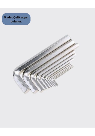 9 Parça Alyan Anahtar Seti Isıl İşlem Görmüş Dayanıklı Çelik