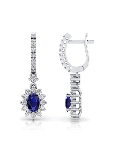 1,06 Karat Pırlantalı Safir Küpe