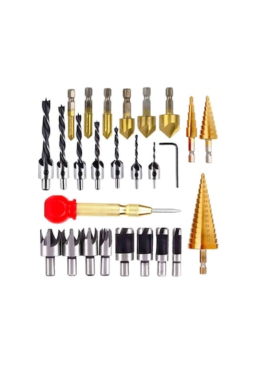 Hallow Ağaç İşleme Pah Delme Aracı Havşa Matkap Uçları 26 Adet