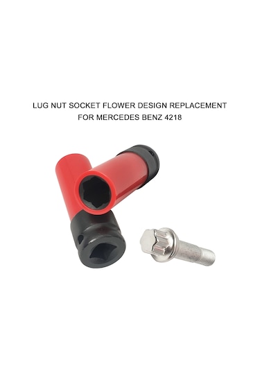 Singree Mercedes Benz S Serisi Tekerlek Koruma Somun Anahtarı - 17mm 6 Nokta Tasarım, 1/2" Kare Sürücü, 87mm Uzunluk, Kırmızı & Siyah