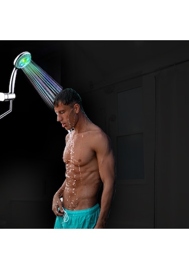 Youtek Led Işıklı El Tutulu Duş Başlığı - Su Akışı İle Çalışır, Renkli Işık Efektleri Ve Sıcaklık Tespiti Gümüş