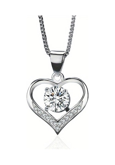 Tcherchi Kalp Gümüş Renkli Kolye Gümüş