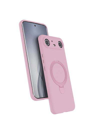 Tecno Spark Slim 5g Kılıf Magsafe Şarj Özellikli Standlı Sensitive Touch Samara Kapak Pembe