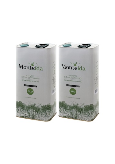 Monteida Soğuk Sıkım Natürel Sızma Zeytinyağı Teneke 2 x 5 L