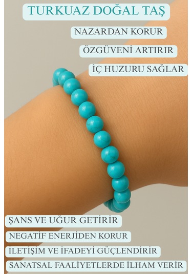 Turkuaz Doğal Taş Bileklik 6mm Negatif Enerjiden Korur