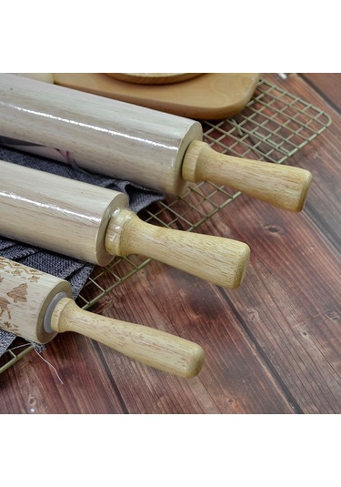 Yifomall Büyük Boy Noel Geyik Desenli Ahşap Un Çizgici 43cm X 4cm - Hamur Yoğurma, Manti, Makaron İçin Kauçuk Ağacı Hamur Sürgüsü