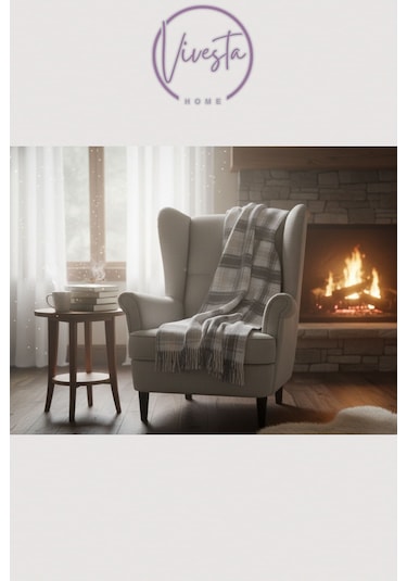 Yumuşacık Scotch Battaniye 150 200 Cm Sıcak, Şık Ve Konforlu Tasarım Krem-gri