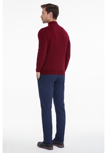 Hatemoğlu Yarım Balıkçı Erkek Triko Kazak Bordo