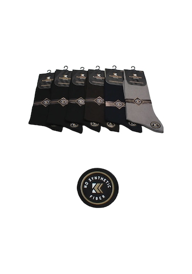 Merserize Erkek Soket Uzun Asorti Premium Çorap Dikişsiz 6'lı Renkli