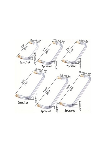 Fochsia 2 Adet Açık Altın Renk 7.87 İnç Çanta Çerçevesi Doktor Metal Alüminyum Boru Tutamak Dıy Cüzdan Yapım Parçaları