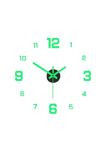 Didadodo Suntek Oturma Odası İçin Büyük Sessiz Modern Fosforlu Çerçevesiz Duvar Saati Çıkartmaları Yeşil