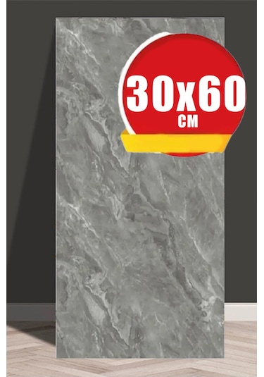 10 Adet 60x30 Kendinden Yapışkanlı Gri Pvc Panel Gri