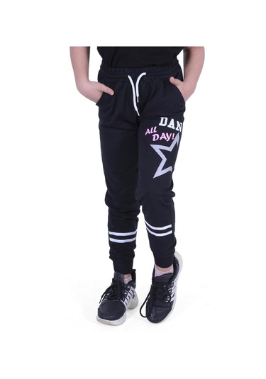 3'lü Karışık Paris Model Kız Çocuk Siyah-gri Eşofman Altı Siyah - Gri