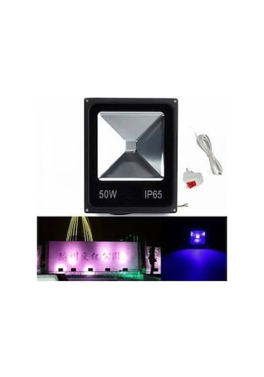 50w Uv Led Ultraviyole Projektör 395nm Mor Işık 10m Fişli Kablo