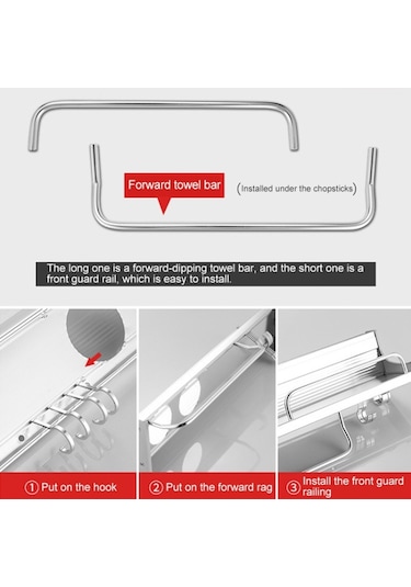 Mutfak Duvara Monte Plastik Kenar Baharat Raf Gümüş
