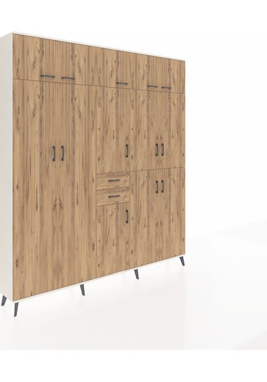 Arges Dolap 10 Raflı 2 Çekmeceli 3 Askılı 220x30x243 Aytaşı-çam/çam Atlas Çam/atlas Çam