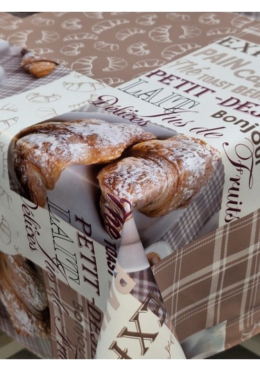 Elyaflı Pvc Muşamba - Desenli Silinebilir Masa Örtüsü Kahve Kahverengi